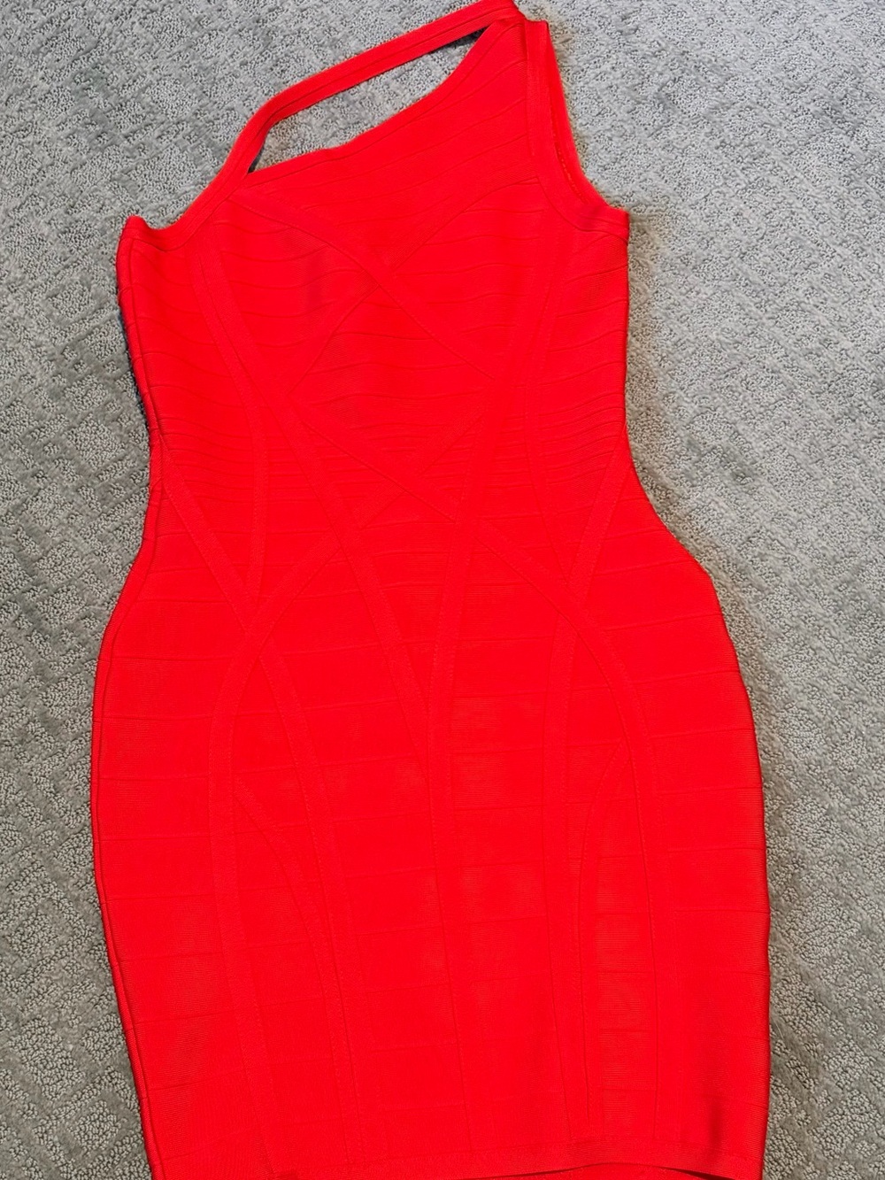 Red bandage one shoulder dress by Emprada. NWOT